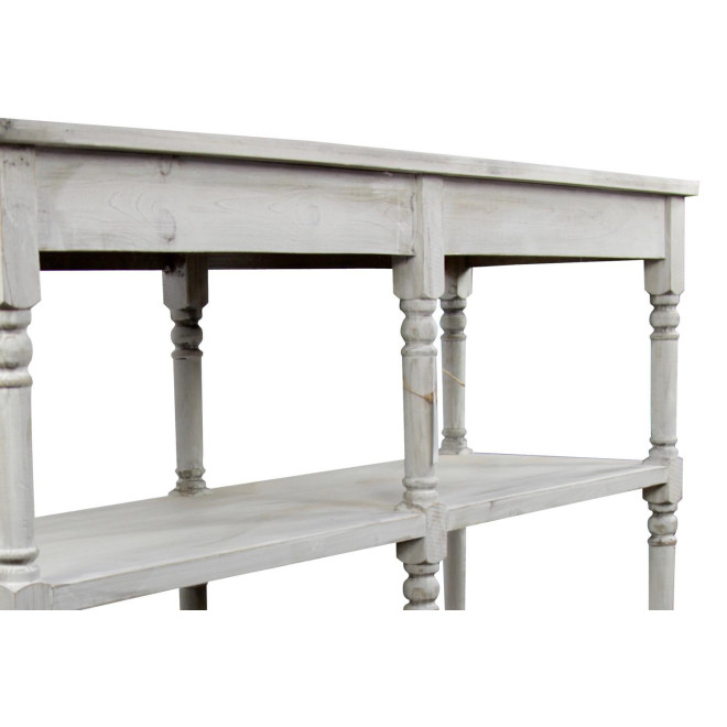 Meuble Console Drapier Bois Cerusé Blanc 162x54x87cm