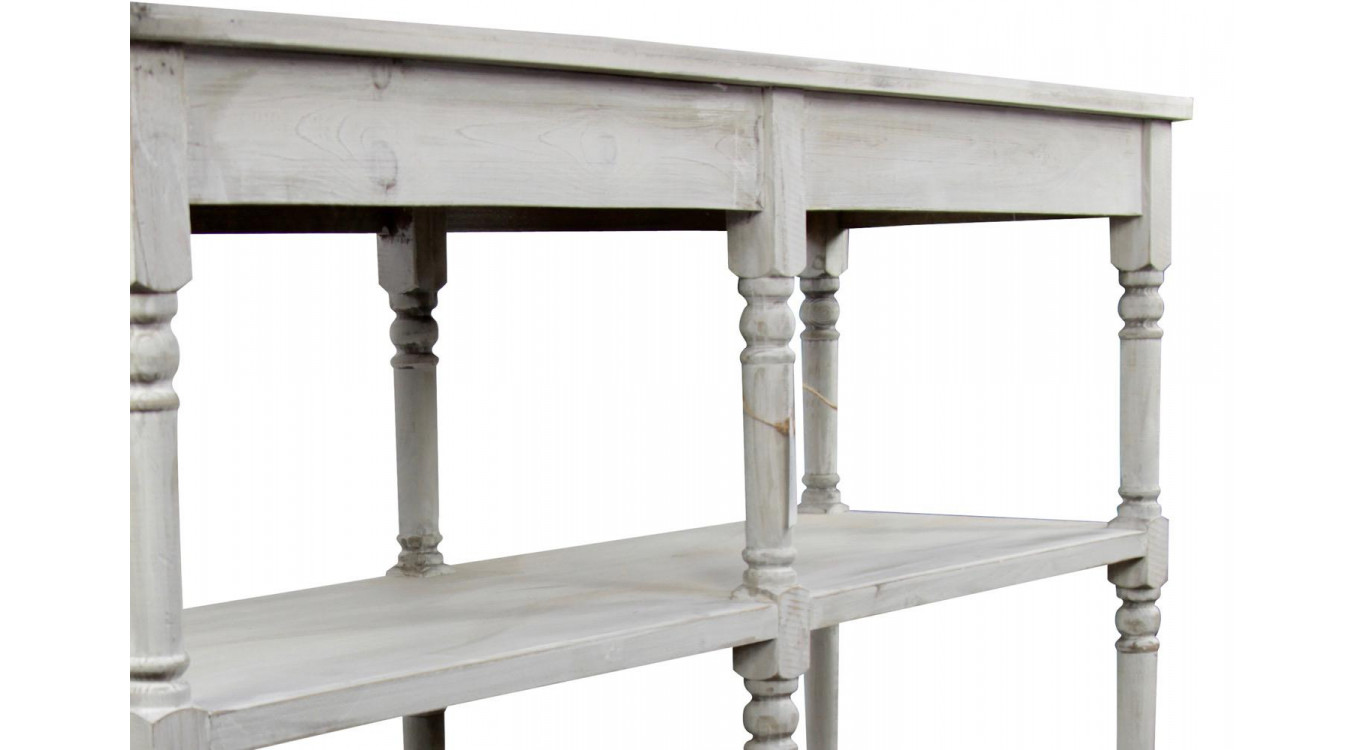 Meuble Console Drapier Bois Cerusé Blanc 162x54x87cm