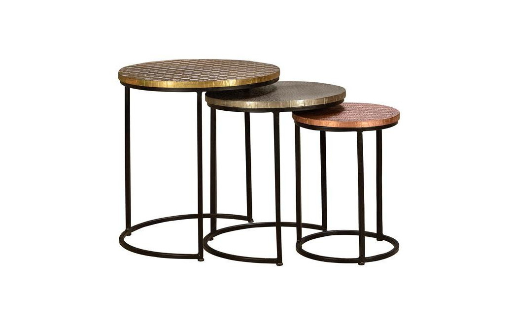 Lot De 3 Sellettes Fer Noir 45x111x49cm