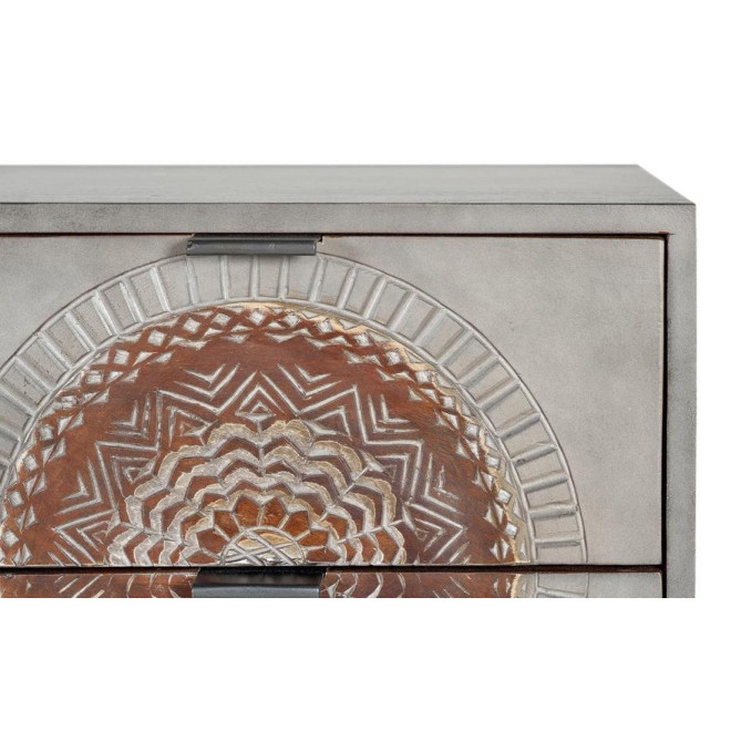 Chiffonnier 4 Tiroirs Bois, Fer Gris 45x35x105cm