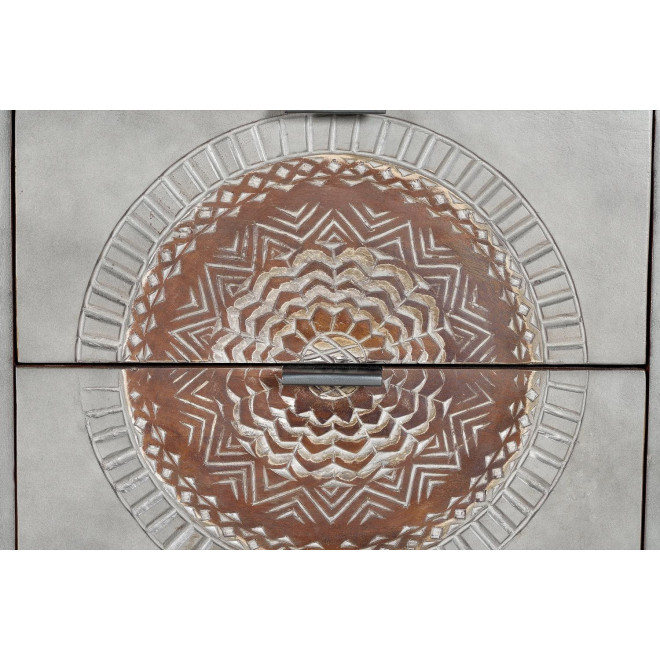 Chiffonnier 4 Tiroirs Bois, Fer Gris 45x35x105cm