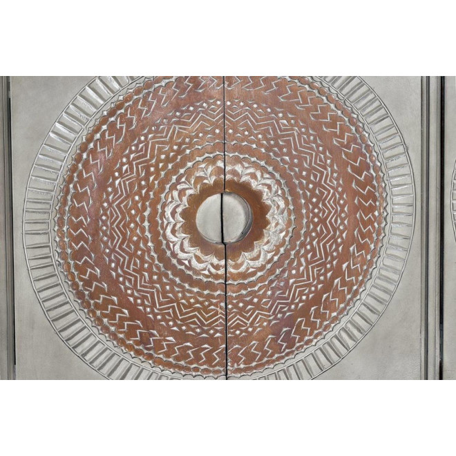Buffet Bois, Fer Gris 150x40x91cm
