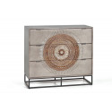 3 Drawer Chest Wood, Grey Iron 100x40x90cm
