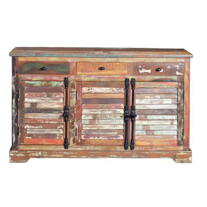 Anrichte mit 3 Schubladen Holz, Eisen Braun 150x45x90cm