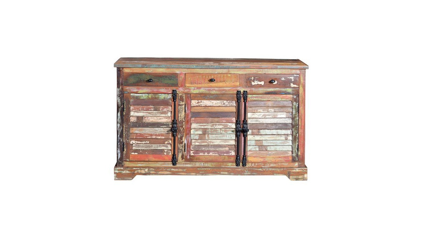 Anrichte mit 3 Schubladen Holz, Eisen Braun 150x45x90cm