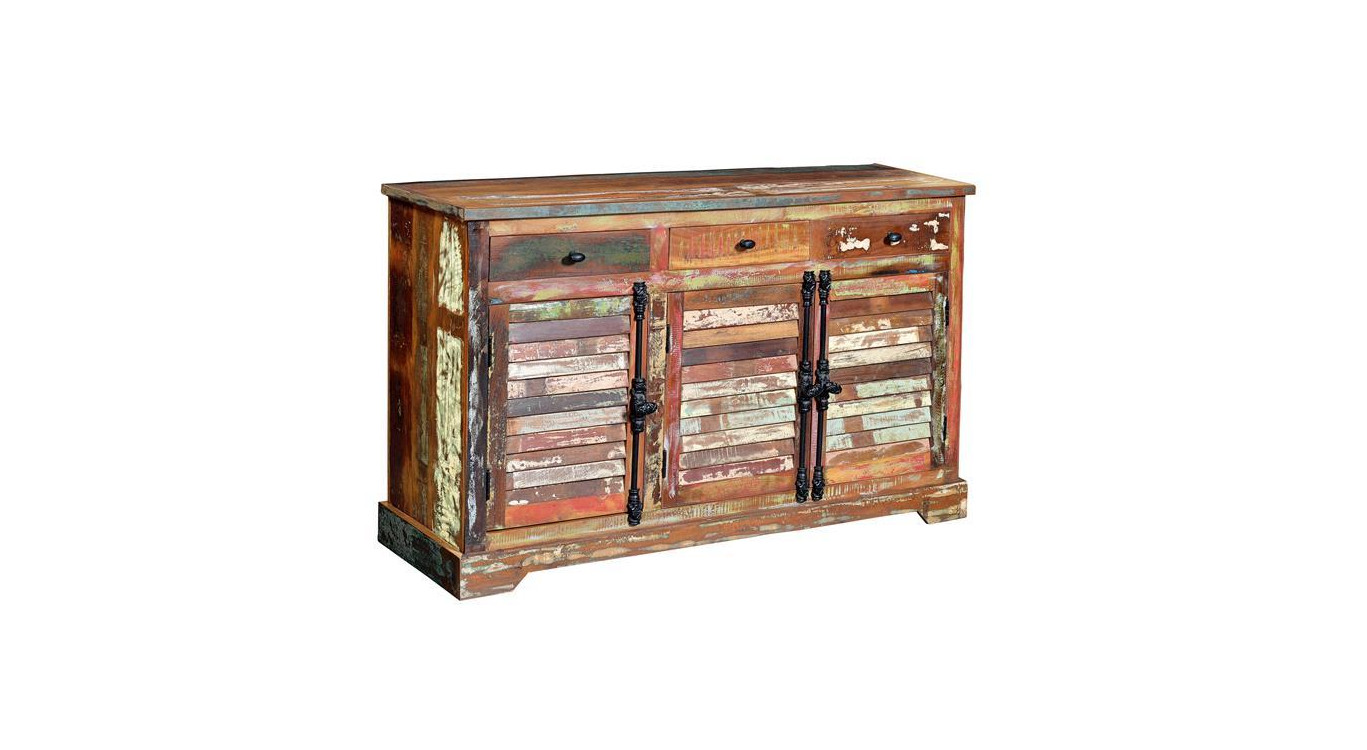 Anrichte mit 3 Schubladen Holz, Eisen Braun 150x45x90cm