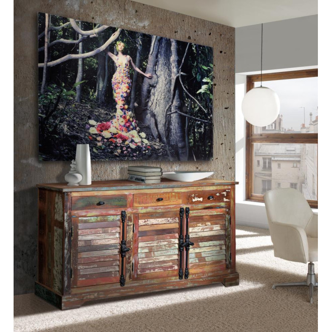 Anrichte mit 3 Schubladen Holz, Eisen Braun 150x45x90cm