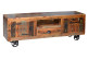 Meuble TV 1 Tiroir Bois, Fer Marron 160x40x55cm