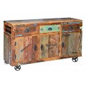 3 Drawer Sideboard Wood, Brown Iron 140x40x86cm