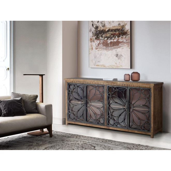 Bahut Bois, Fer Marron 190x40x95cm