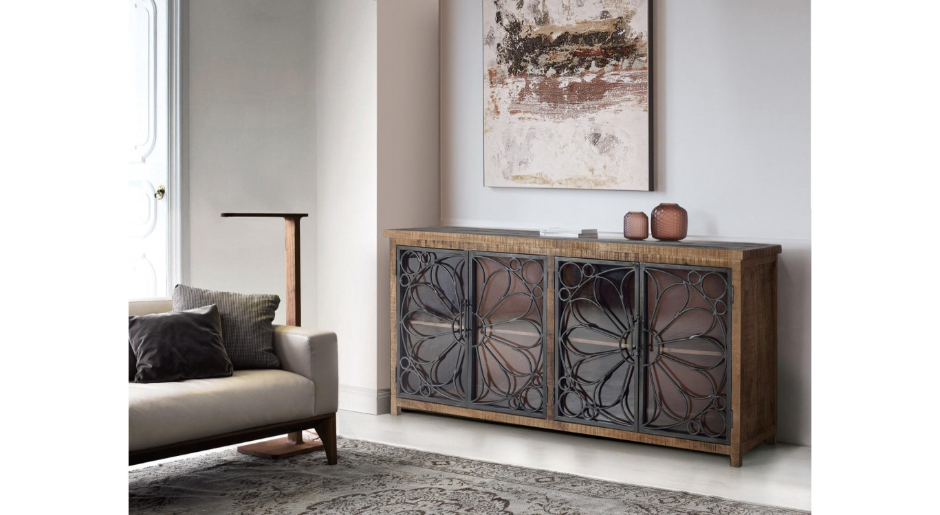 Bahut Bois, Fer Marron 190x40x95cm