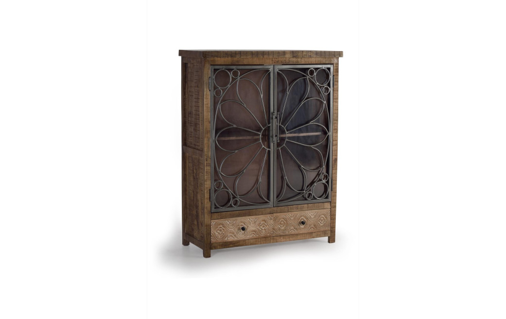 Buffet 2 Tiroirs Bois, Fer Marron 100x40x130cm