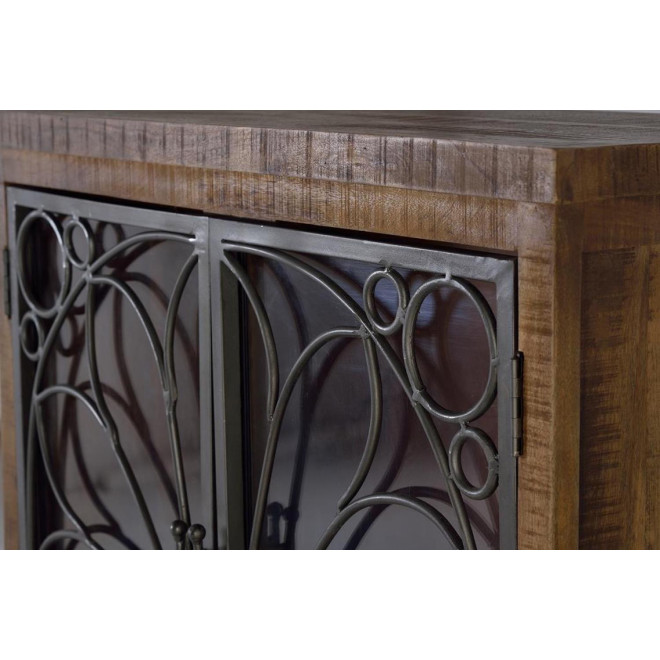 Buffet 2 Tiroirs Bois, Fer Marron 100x40x130cm