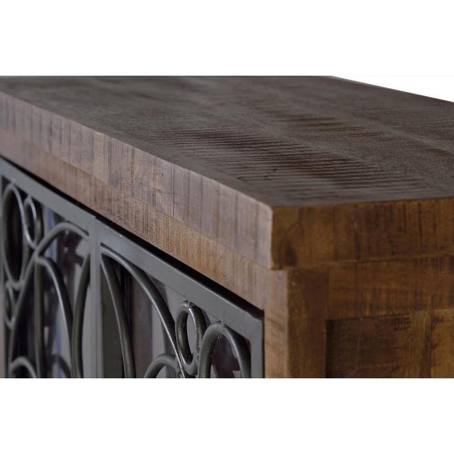 Buffet 2 Tiroirs Bois, Fer Marron 100x40x130cm