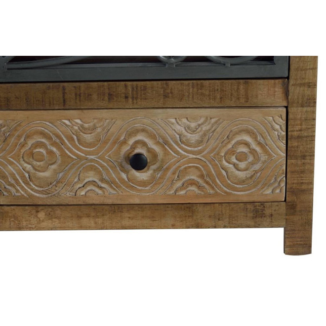 Buffet 2 Tiroirs Bois, Fer Marron 100x40x130cm