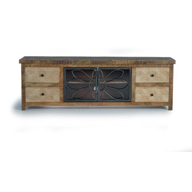 TV-Möbel mit 4 Schubladen Holz, Eisen Braun 170x40x55cm