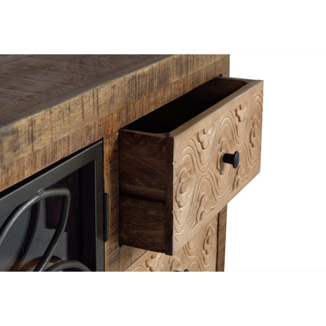 TV-Möbel mit 4 Schubladen Holz, Eisen Braun 170x40x55cm
