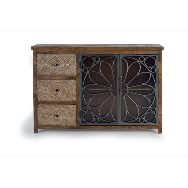 Anrichte mit 3 Schubladen Holz, Eisen Braun 140x40x96cm