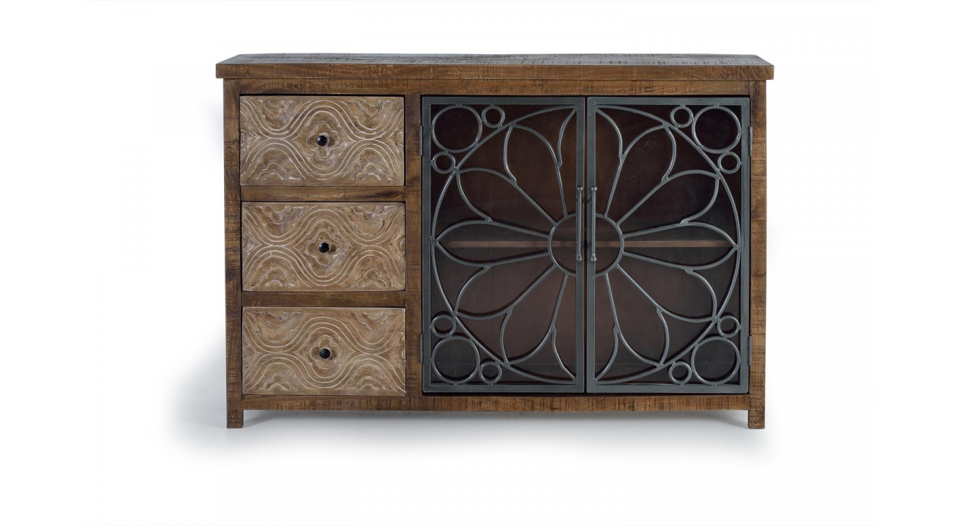 Anrichte mit 3 Schubladen Holz, Eisen Braun 140x40x96cm