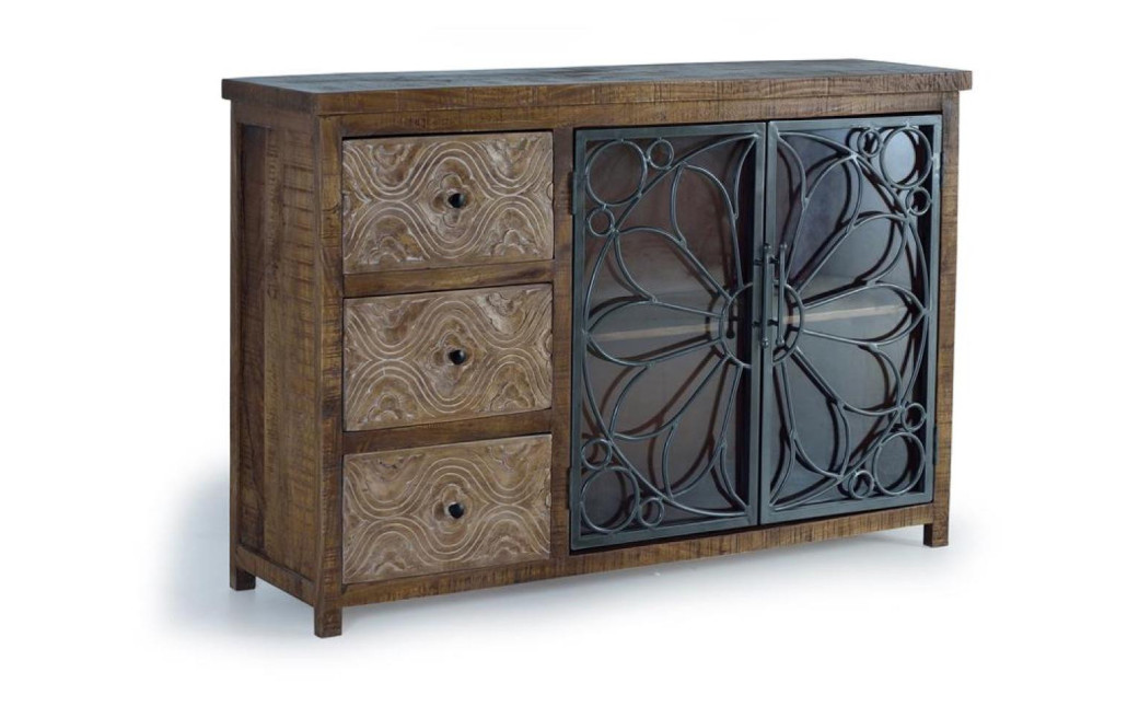 Anrichte mit 3 Schubladen Holz, Eisen Braun 140x40x96cm