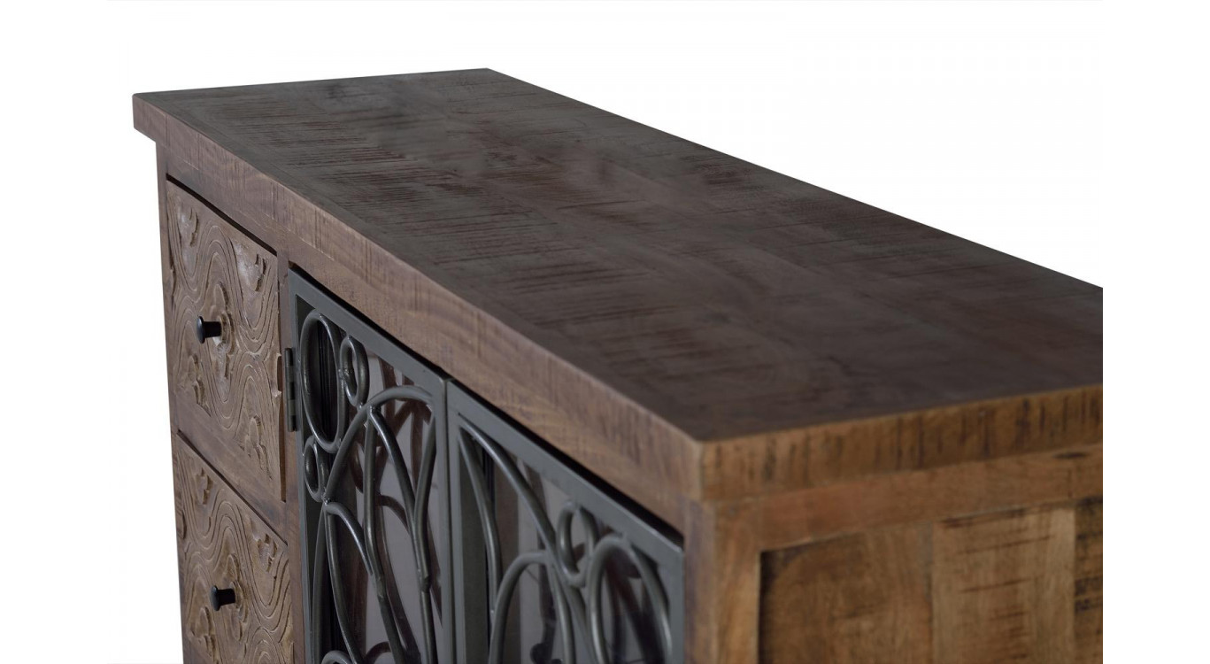 Anrichte mit 3 Schubladen Holz, Eisen Braun 140x40x96cm