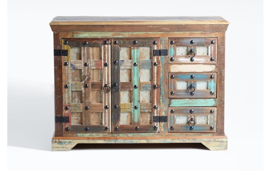 Buffet 3 Tiroirs Bois Marron 110x40x80cm