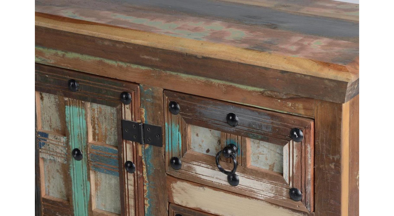 Buffet 3 Tiroirs Bois Marron 110x40x80cm