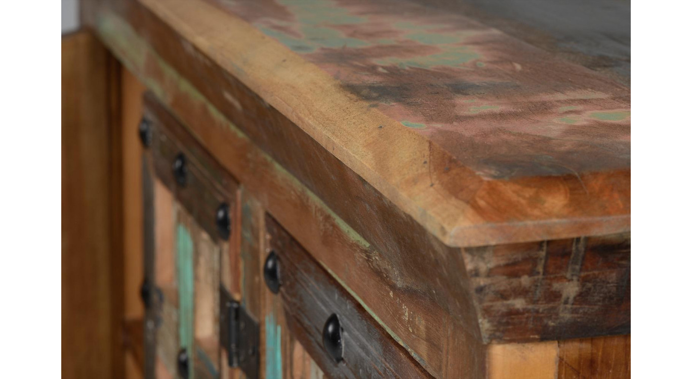 Buffet 3 Tiroirs Bois Marron 110x40x80cm
