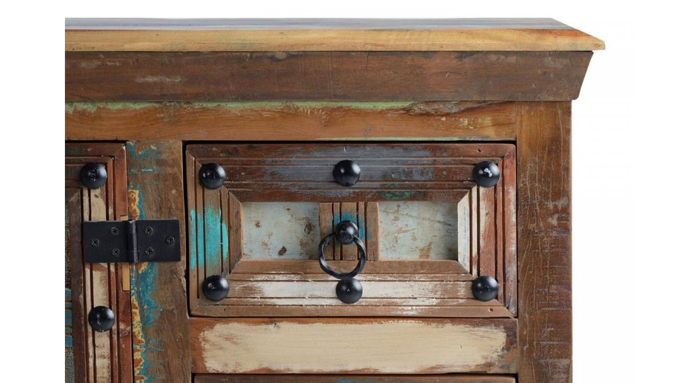 Buffet 3 Tiroirs Bois Marron 110x40x80cm
