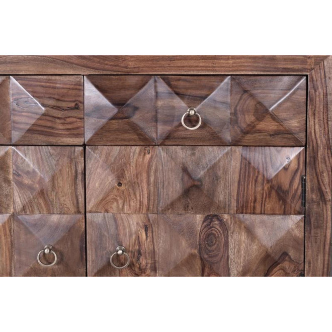 Buffet 2 Tiroirs Bois, Fer Marron 100x40x87cm