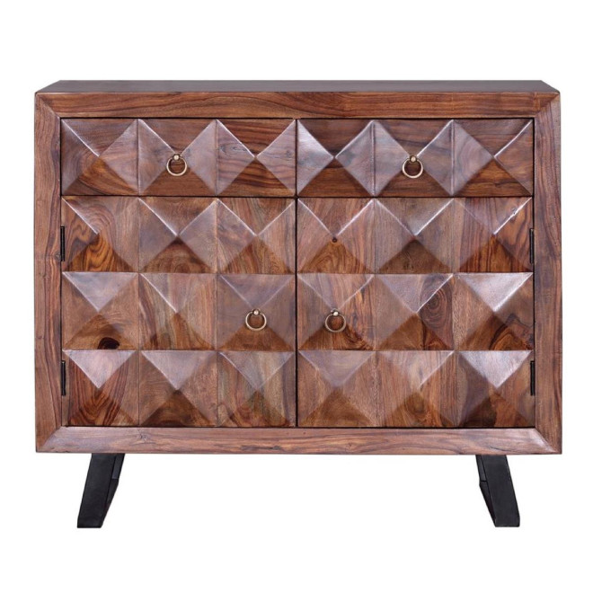 Anrichte mit 2 Schubladen Holz, Eisen Braun 100x40x87cm