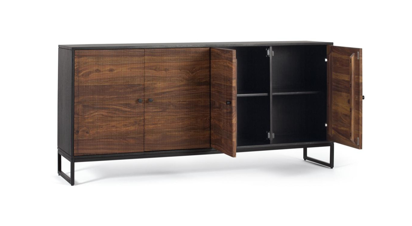 Truhe Holz und Eisen Braun 170x40x80cm
