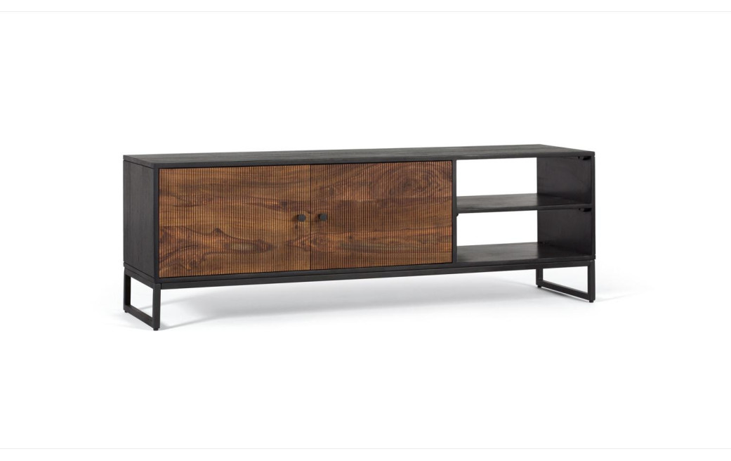 Meuble TV Bois et Fer Marron 150x40x50cm