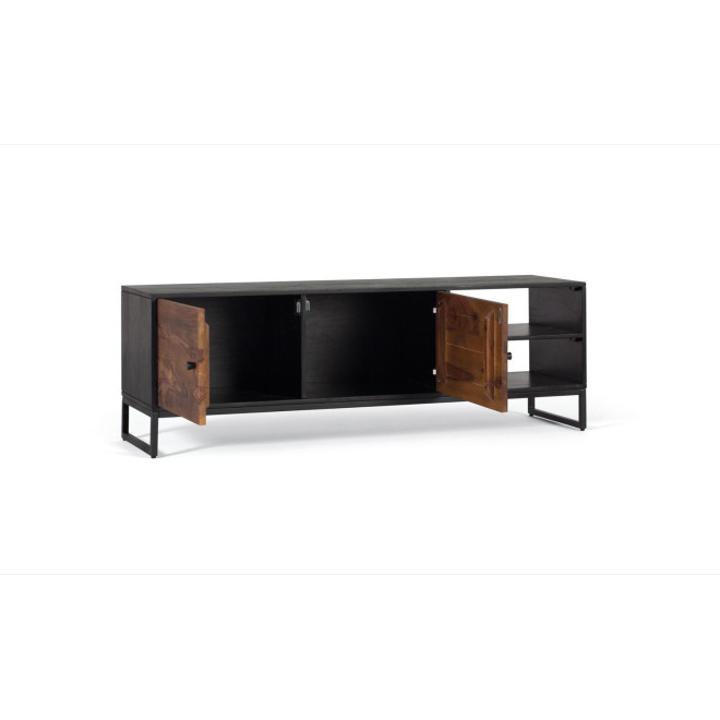 Meuble TV Bois et Fer Marron 150x40x50cm