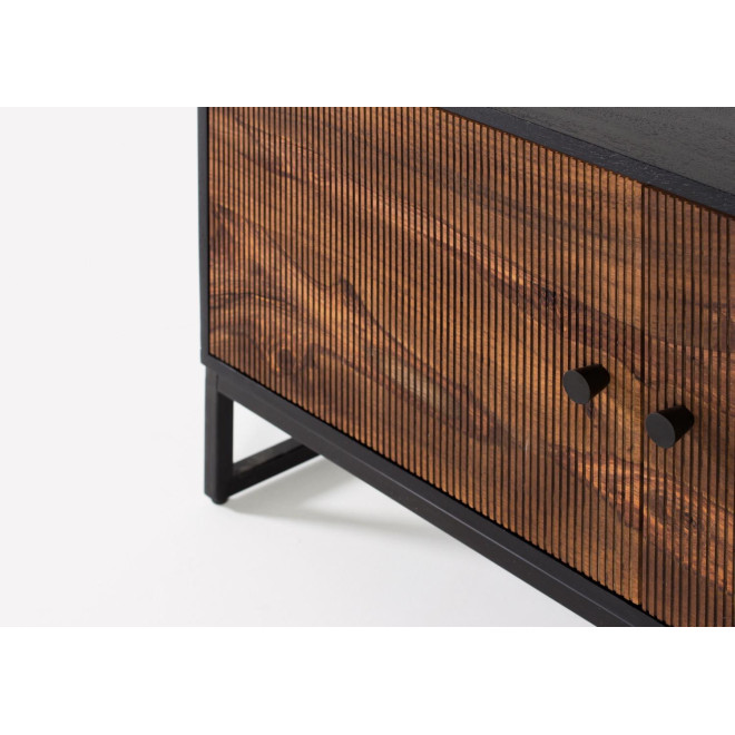 Meuble TV Bois et Fer Marron 150x40x50cm
