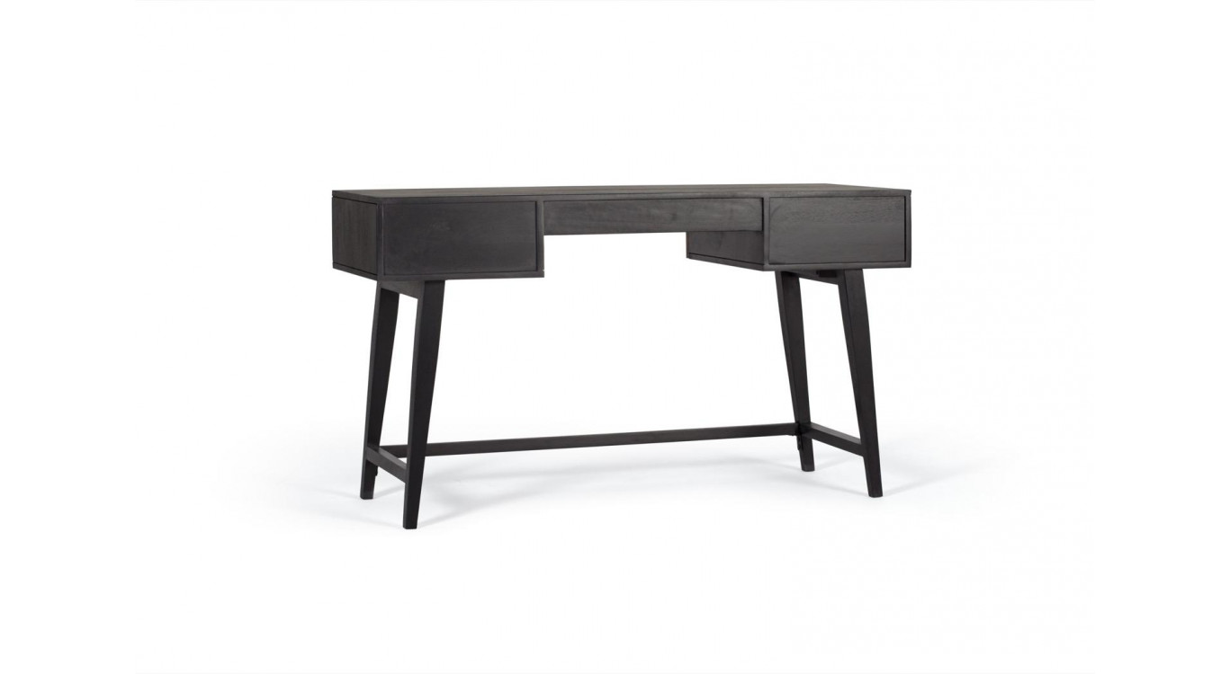 Console 3 Tiroirs Bois et Fer Marron 132x50x76cm