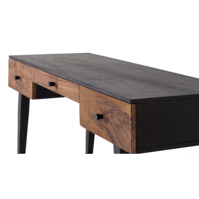 Console 3 Tiroirs Bois et Fer Marron 132x50x76cm