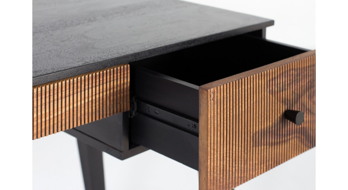 Console 3 Tiroirs Bois et Fer Marron 132x50x76cm