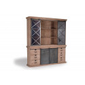 Geschirrschrank mit 6 Schubladen Holz, Eisen Braun 200x45x90cm