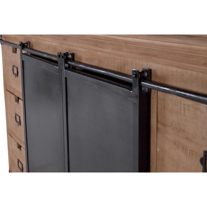 Geschirrschrank mit 6 Schubladen Holz, Eisen Braun 200x45x90cm
