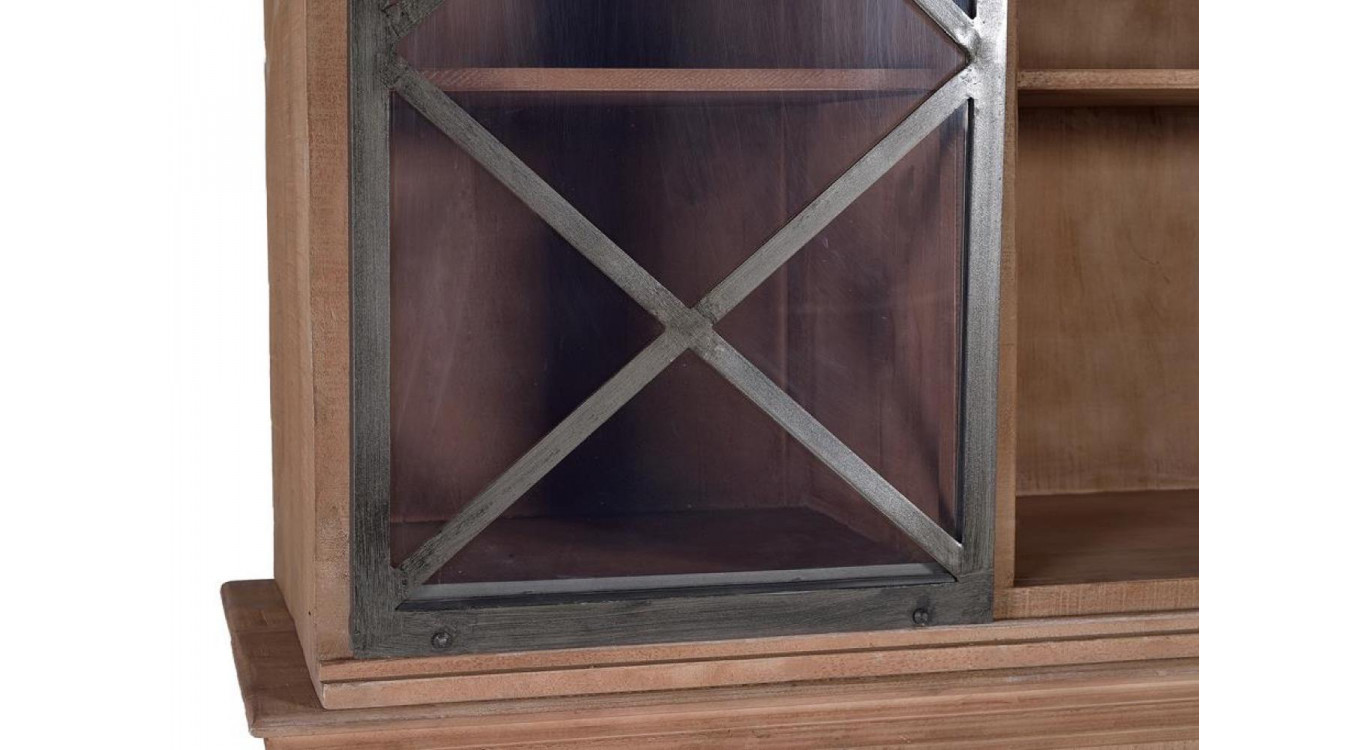 Geschirrschrank mit 6 Schubladen Holz, Eisen Braun 200x45x90cm