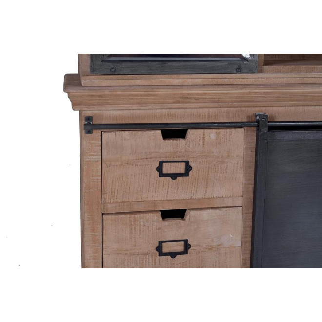 Geschirrschrank mit 6 Schubladen Holz, Eisen Braun 200x45x90cm