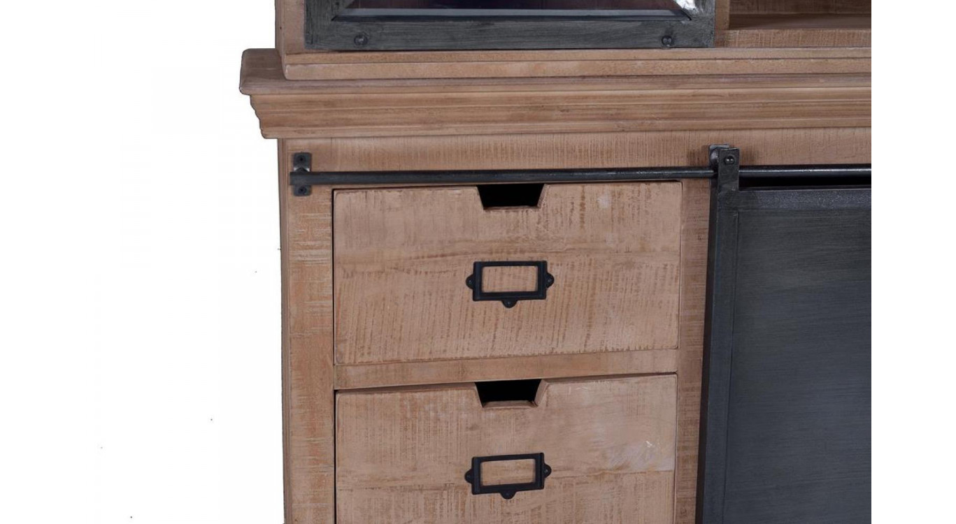 Geschirrschrank mit 6 Schubladen Holz, Eisen Braun 200x45x90cm