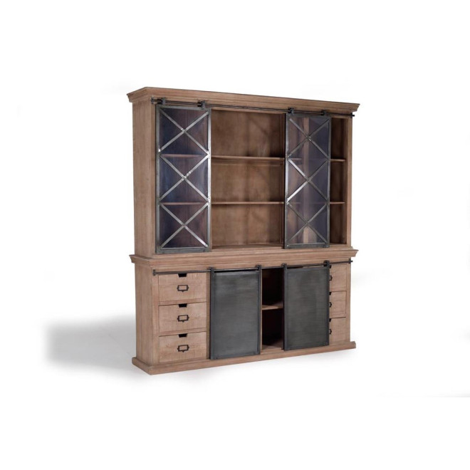 Geschirrschrank mit 6 Schubladen Holz, Eisen Braun 200x45x90cm