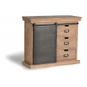 Sideboard 3 Drawers Wood, Brown Iron 100x40x85cm