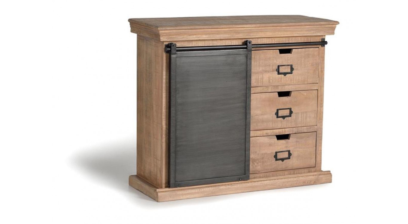 Anrichte mit 3 Schubladen Holz, Eisen Braun 100x40x85cm
