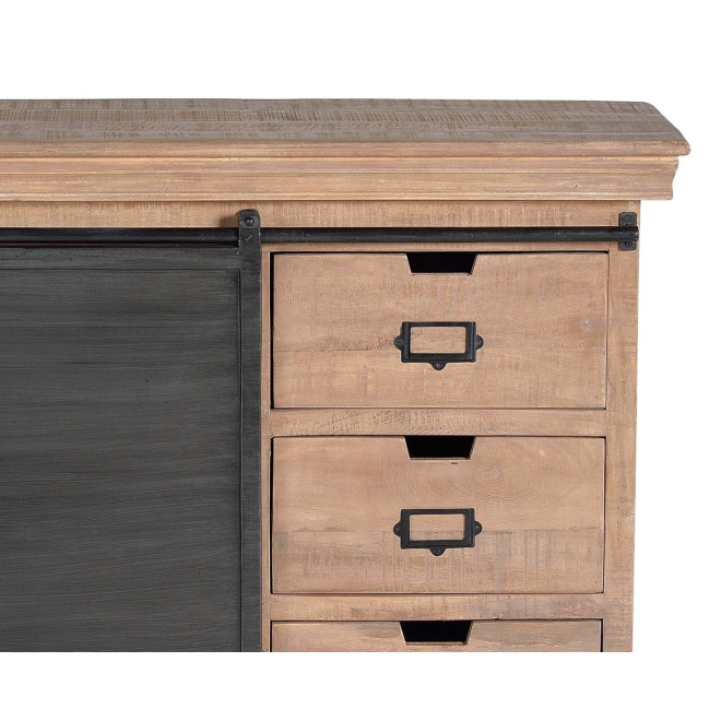 Buffet 3 Tiroirs Bois, Fer Marron 100x40x85cm