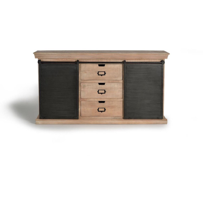 Truhe mit 3 Schubladen Holz, Eisen Braun 160x40x85cm