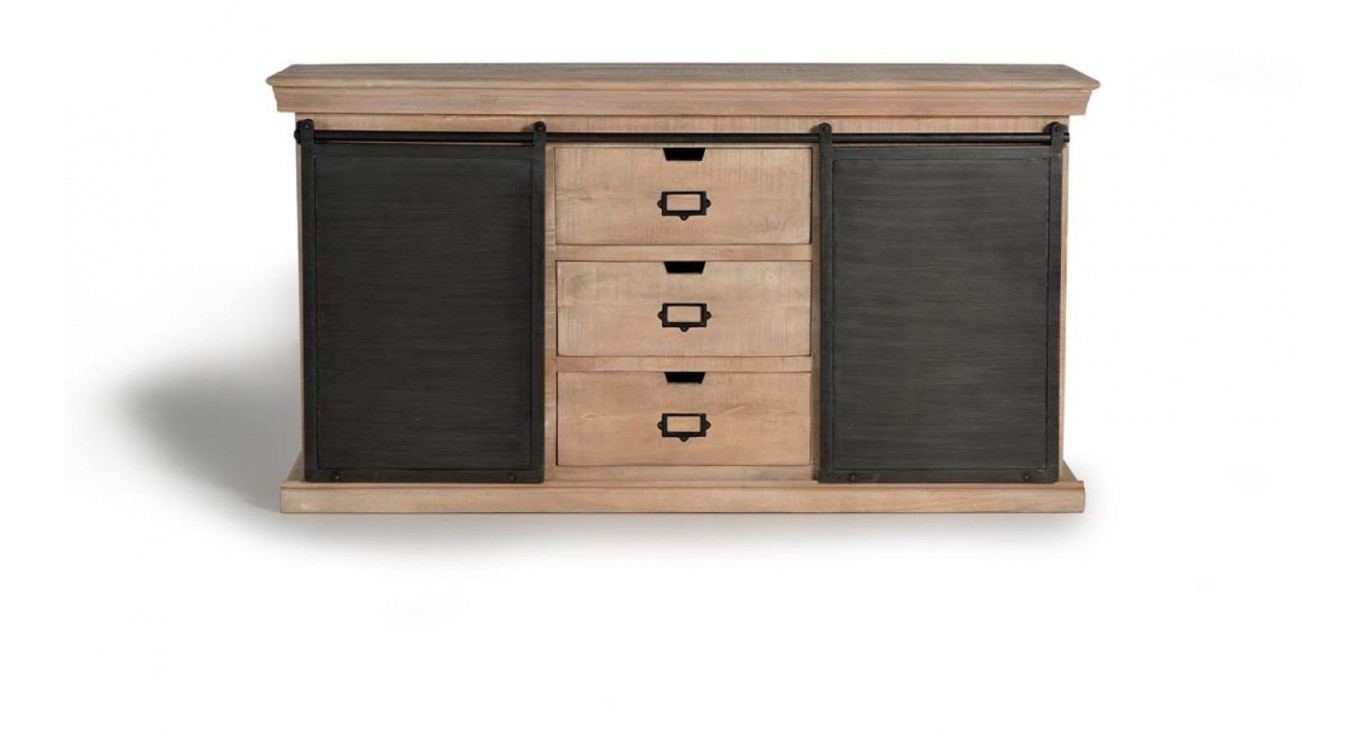 Truhe mit 3 Schubladen Holz, Eisen Braun 160x40x85cm
