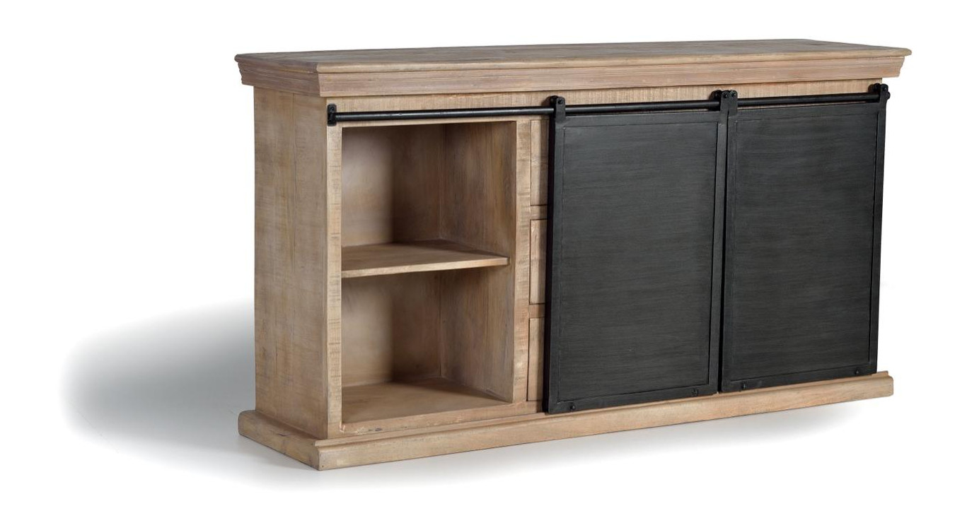 Truhe mit 3 Schubladen Holz, Eisen Braun 160x40x85cm